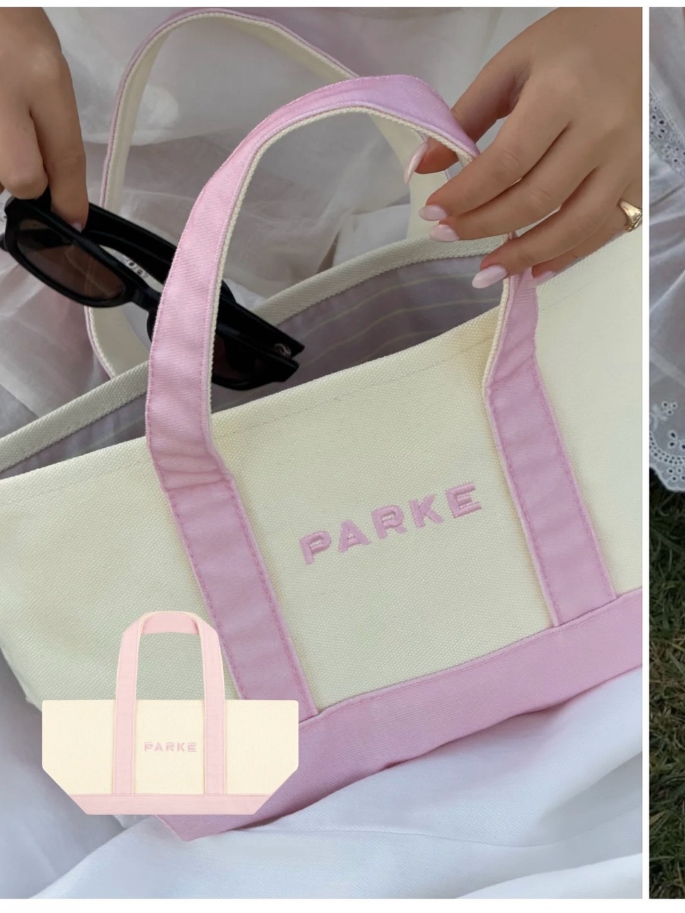 Parker Cream Canvas Tote with Pink Trim
